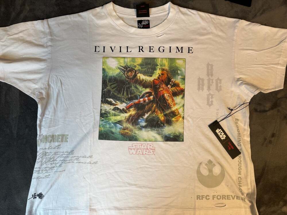 Civil Regime x Star Wars Chewbacca 'Roses From Concrete' Oversized Tee Size XL